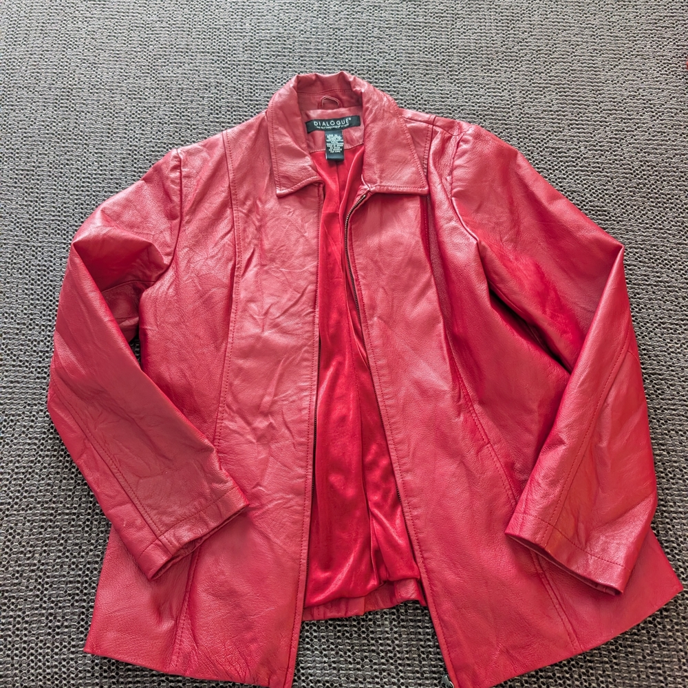 Dialogue Vibrant Red Leather Jacket